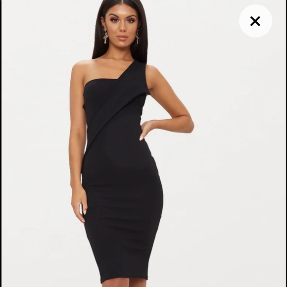PrettyLittleThing Dresses & Skirts - Black Asymmetric Strap Midi Dress